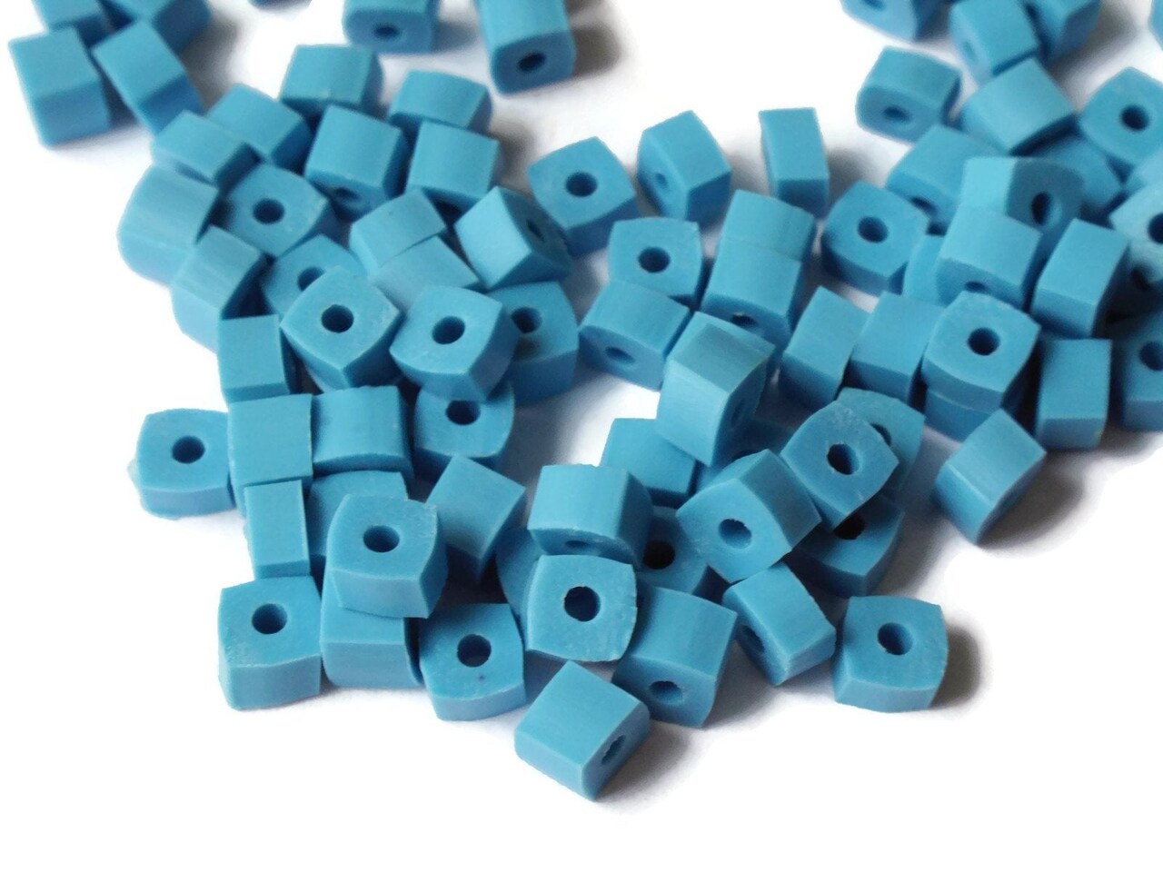 125 5mm Blue Square Beads Small Cube Beads Vintage Plastic Spacer Beads